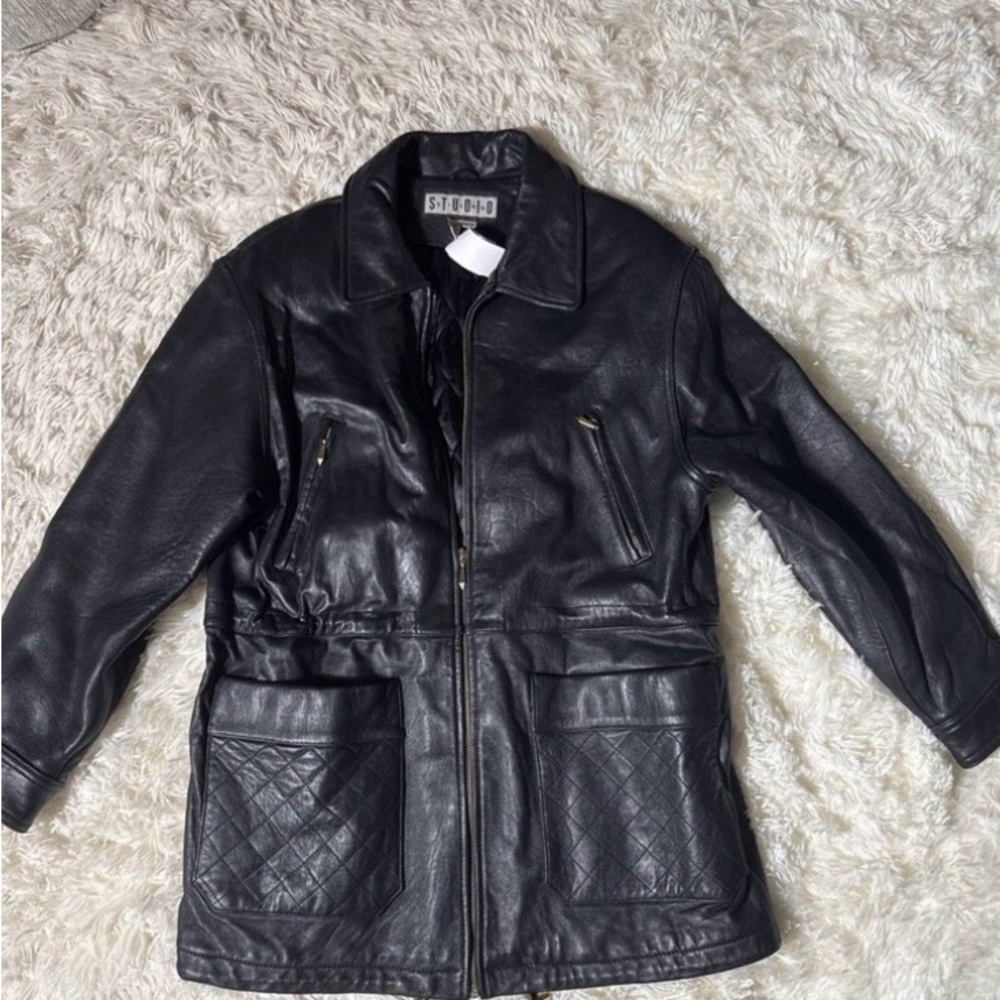 Siena Studio Vintage‎ Genuine Leather Gold Zipper Jacket Size Medium